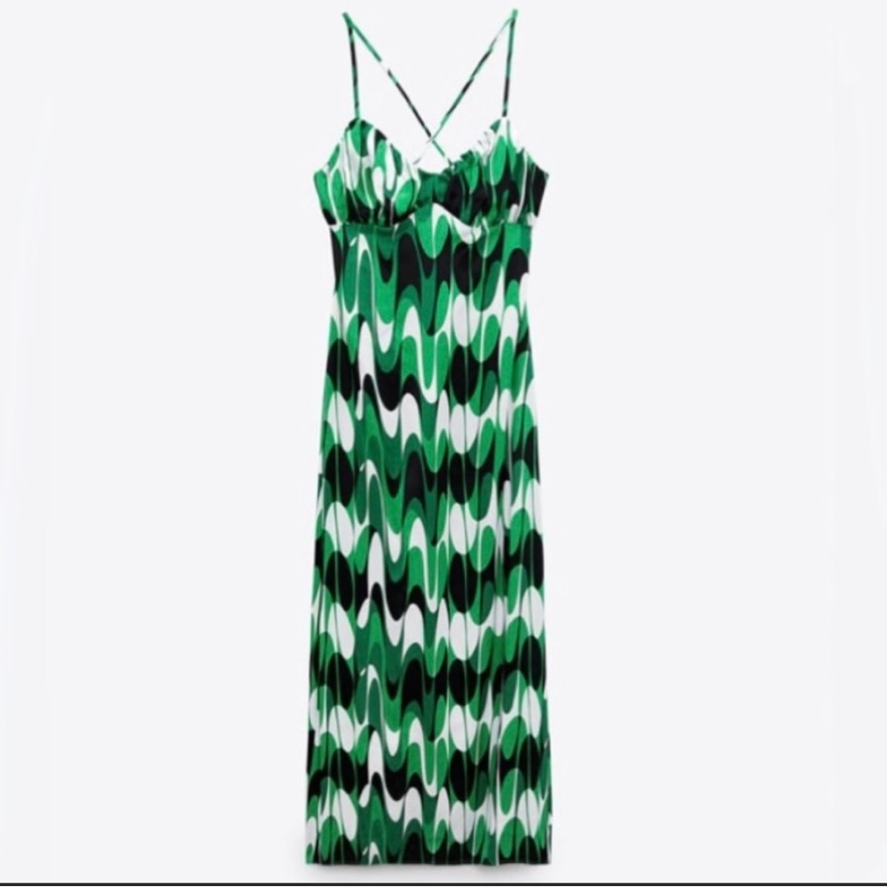 NWT ZARA green print dress
